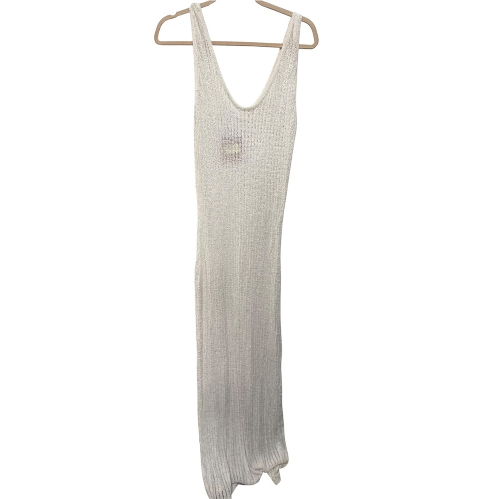 NWT Shade & Shore Women's XL 16 Ivory Open Knit Crochet Maxi Cover Up Dress